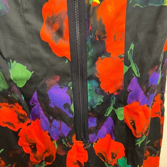 Milly Floral Abstract Colorful Black Mini Dress Size 4 - Picture 9 of 12